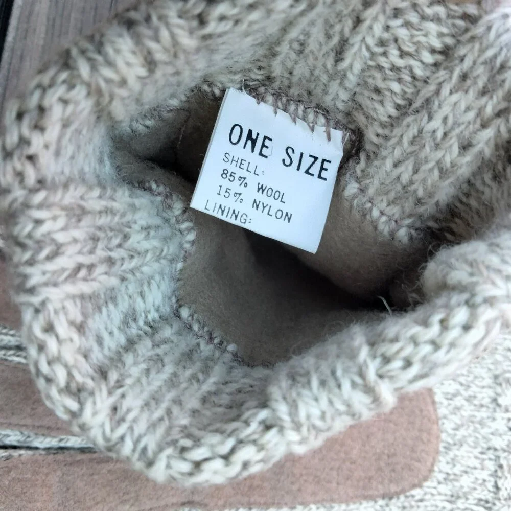 One Size VTG Wool Suede Blend Beige Fleece Lined Gloves RN#17541